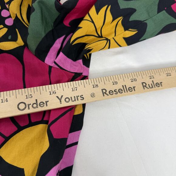 J Crew Dress Womens 2 Bold Floral Bright Long Sleeve Tiered Button Front Mini - Picture 6 of 7